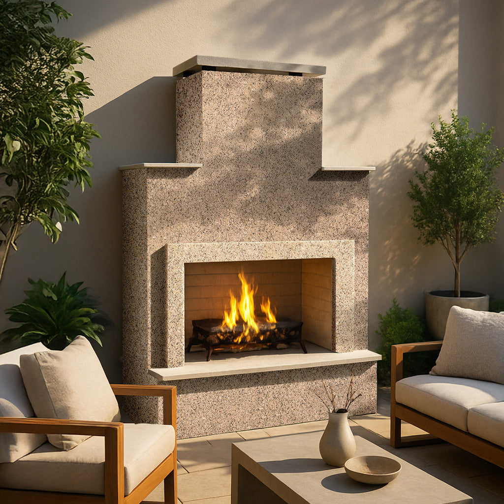 CalFlame- Cancun- Outdoor Fireplace with Bottom Mantel