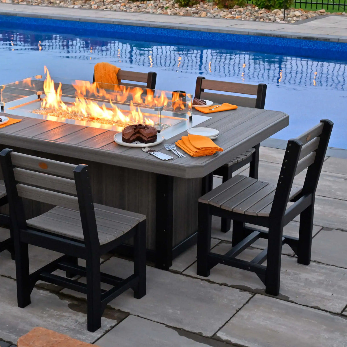 LuxCraft Lumin 79" Rectangular Fire Table Set