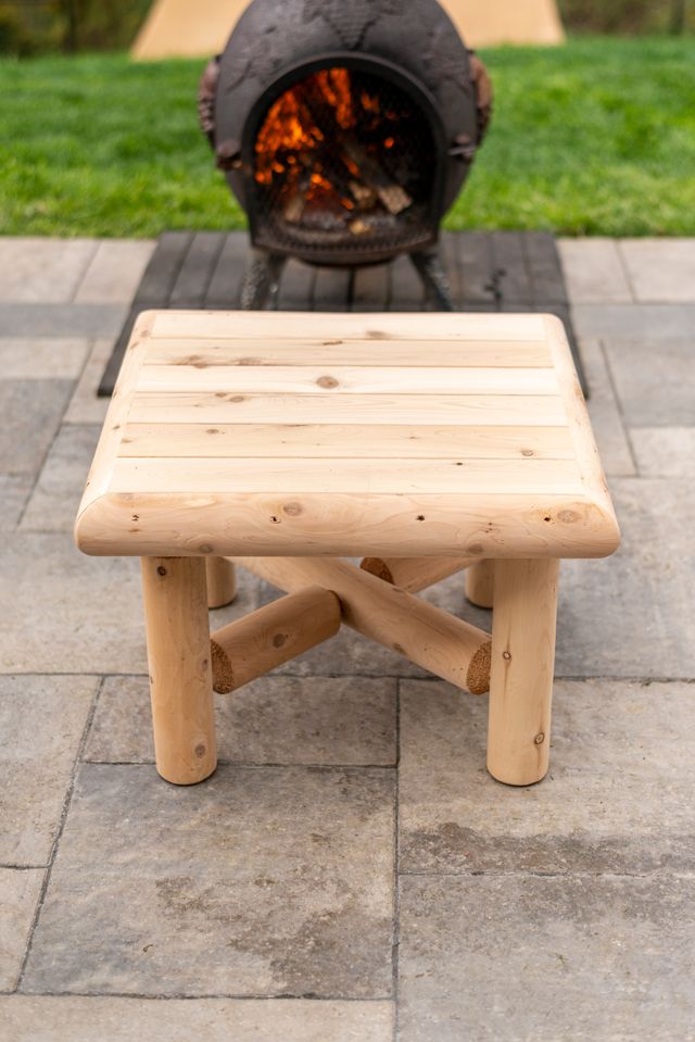 Leisurecraft 36" Square Log Coffee Table Set