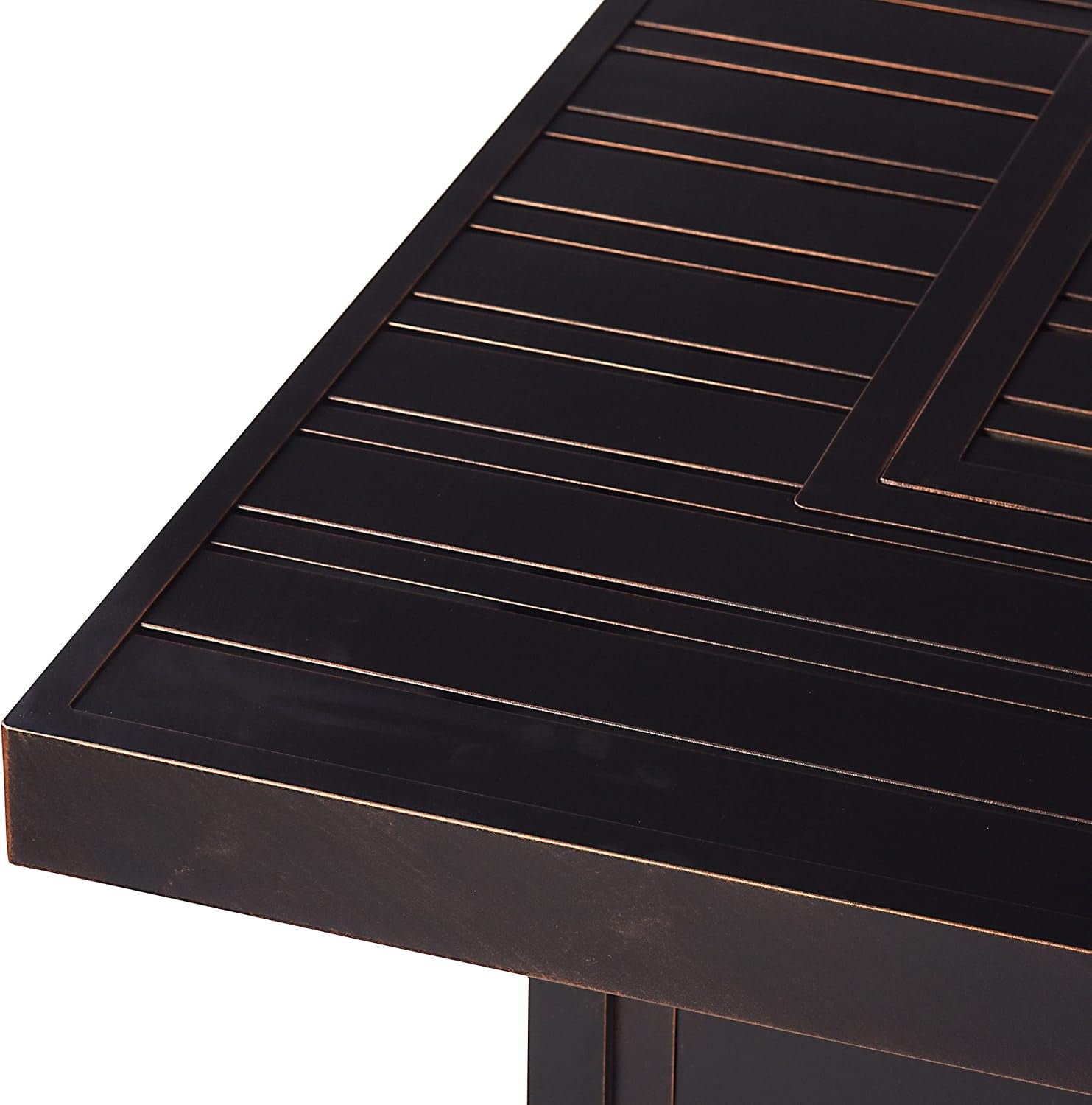 Rectangular 48 In. X 36 In. Aluminum Propane Fire Pit Table, Glass Beads, Two Covers, Lid, 57,000 Btus in Copper Finish Black