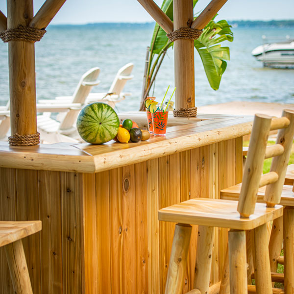 Leisurecraft Tropical Paradise Log Tiki Bar Set