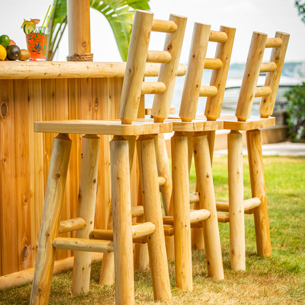 Leisurecraft Tropical Paradise Log Tiki Bar Set