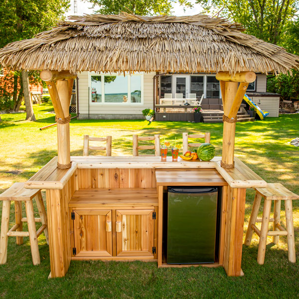Leisurecraft Tropical Paradise Log Tiki Bar Set