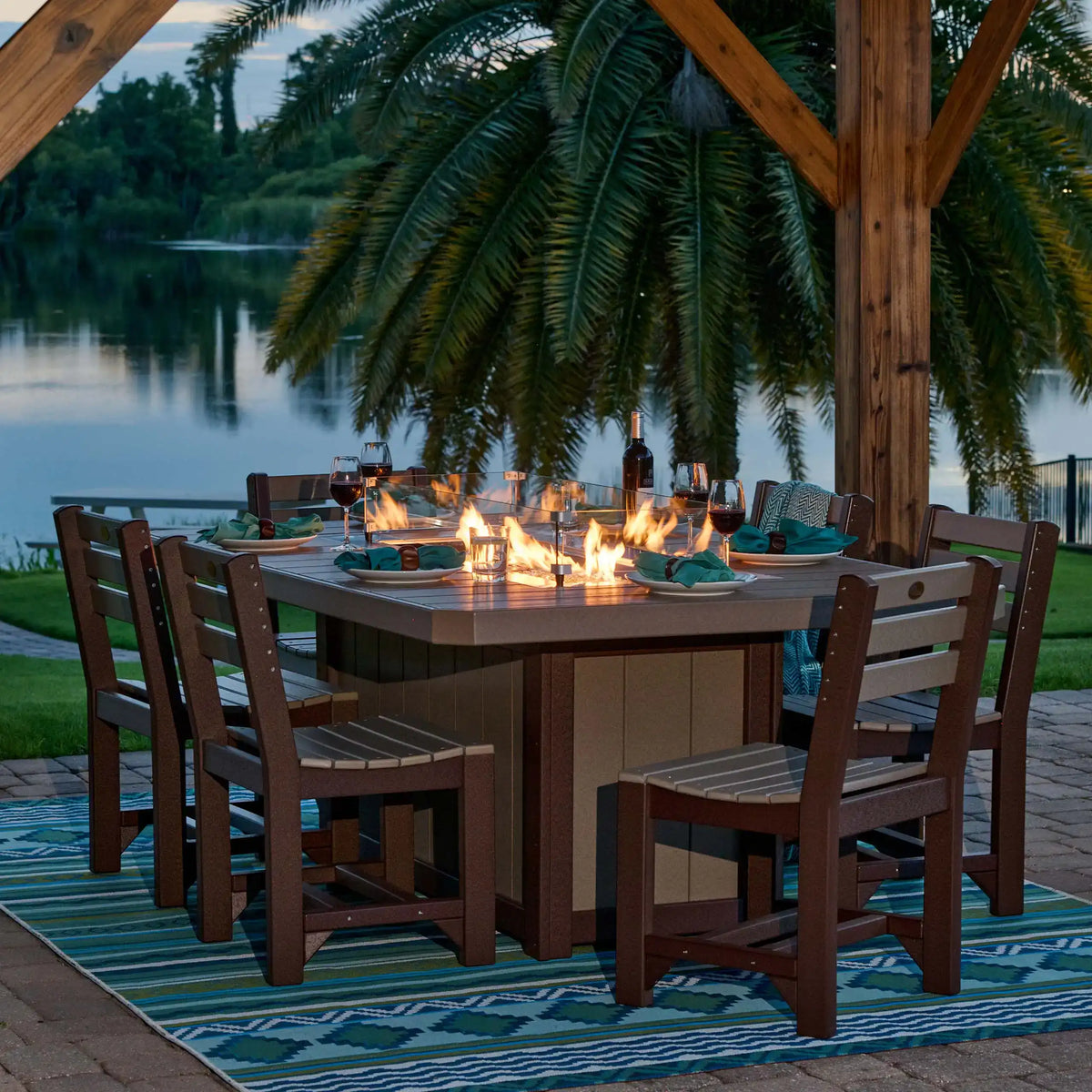LuxCraft Lumin 79" Rectangular Fire Table Set