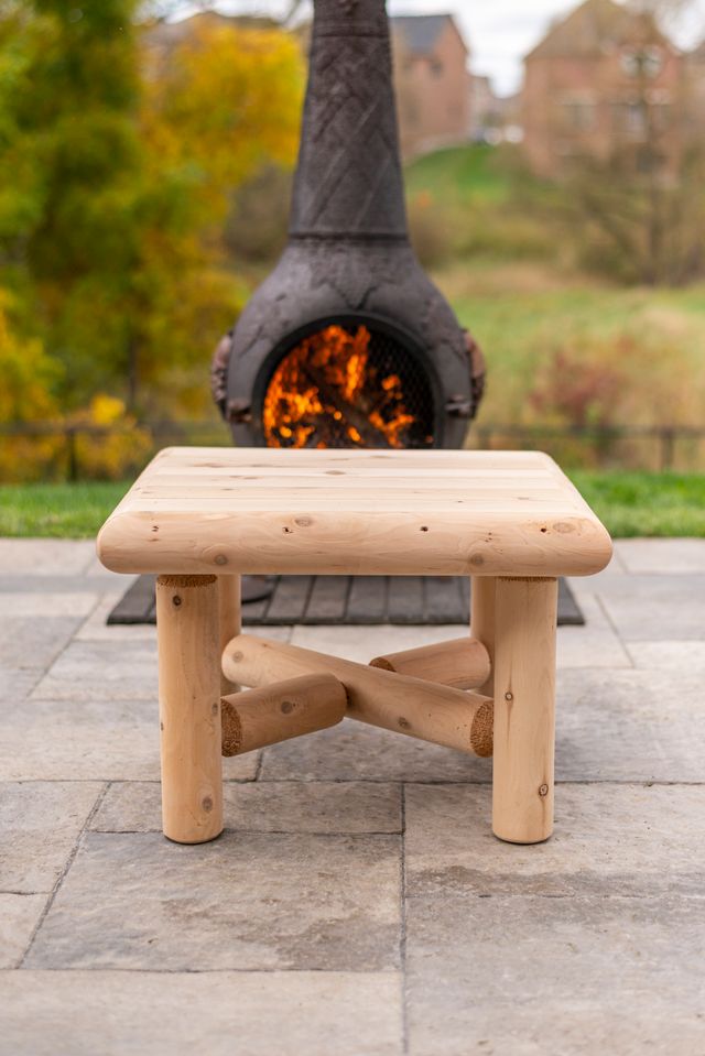 Leisurecraft 36" Square Log Coffee Table Set